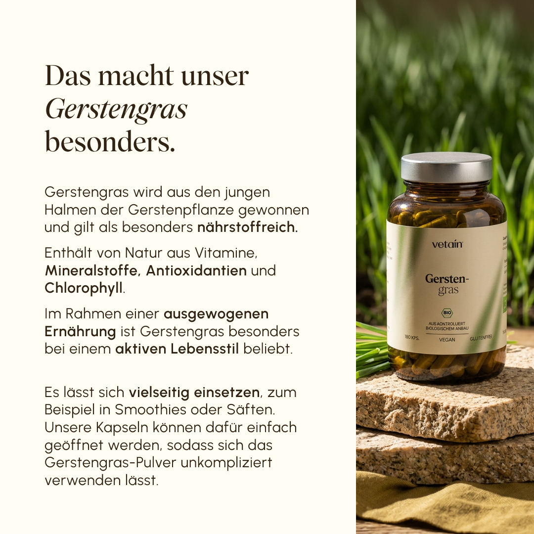Vetain Barley Grass Integratore 180 Capsule Vegano BIO