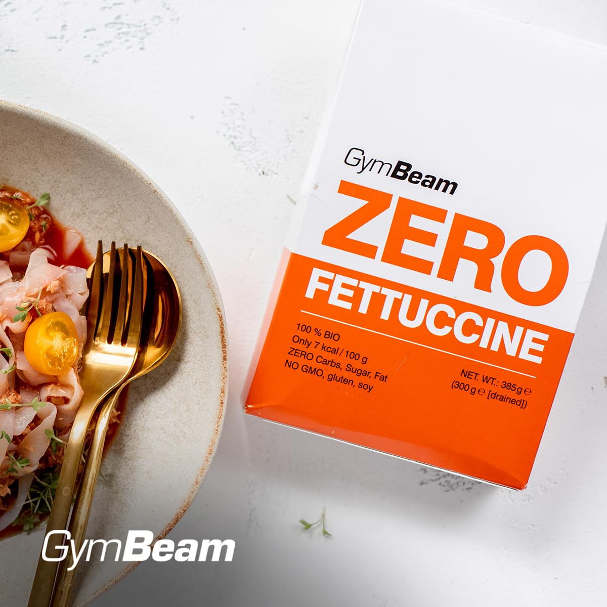GymBeam Fettuccine Zero BIO 385 g pasta konjac senza glutine
