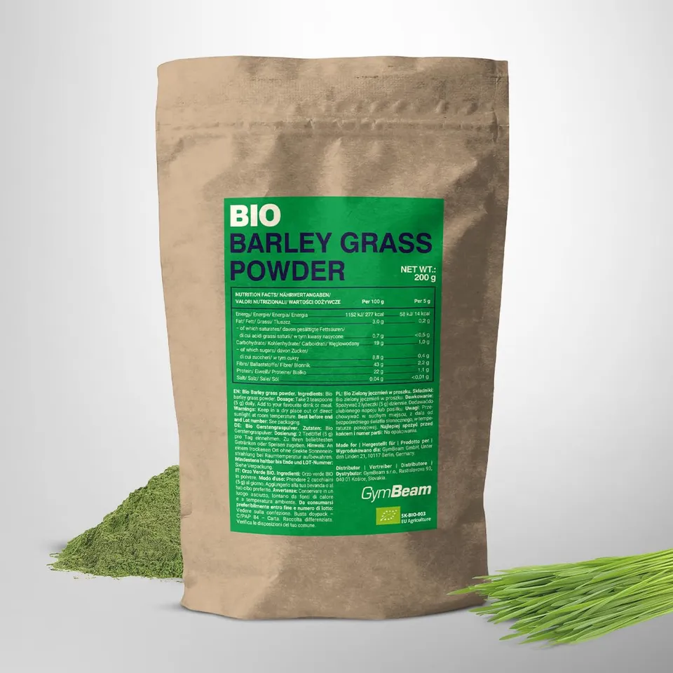 GymBeam Orzo Verde BIO Polvere 200 g Proteine e Fibre Vegano