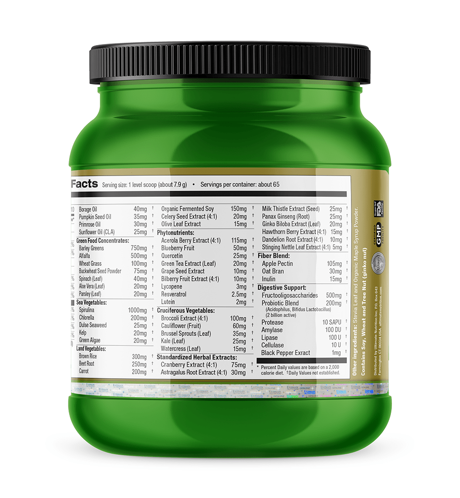 Ultimate Nutrition Veggie Greens polvere gusto Golden Maple vegan