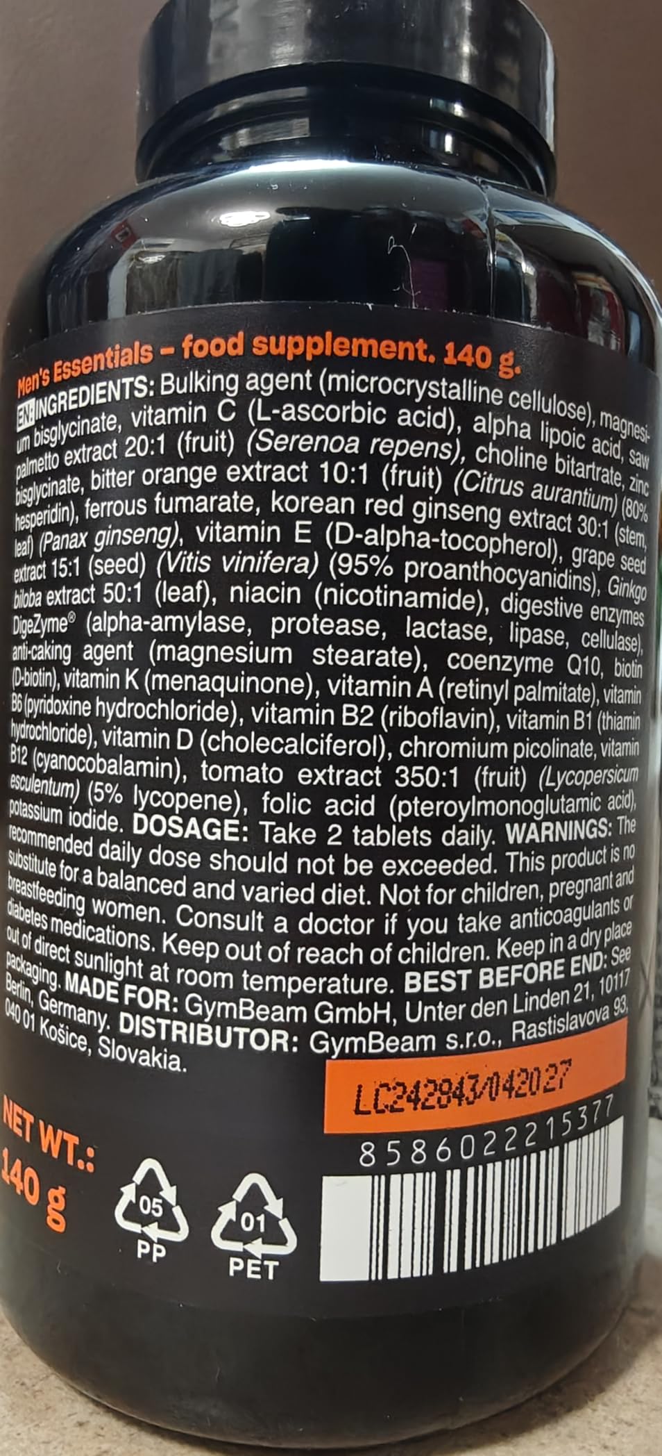 GymBeam Multivitaminico Uomo Multivitaminico 120 cpr 27 ingredienti