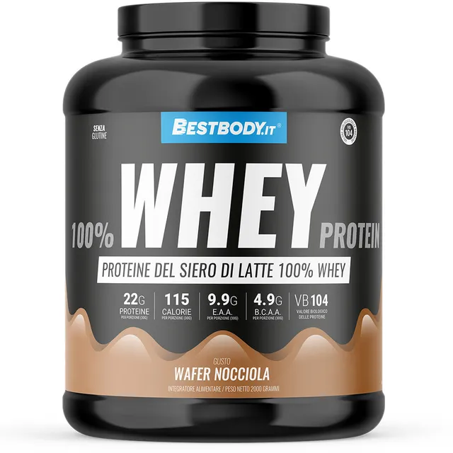 Best Body 100% Whey Wafer Nocciola proteine siero latte 2kg