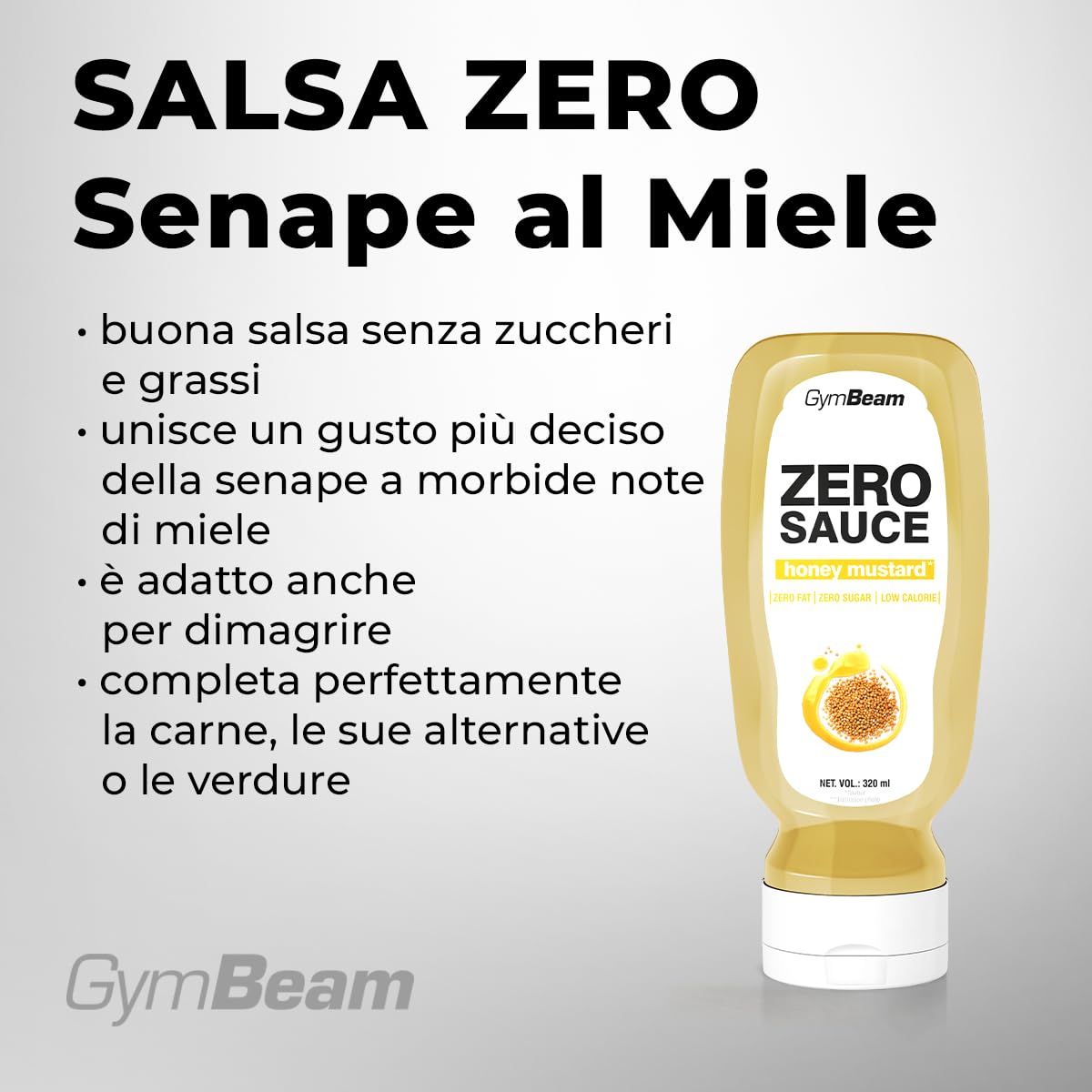 GymBeam Salsa Zero Senape Miele Salsa 320 ml