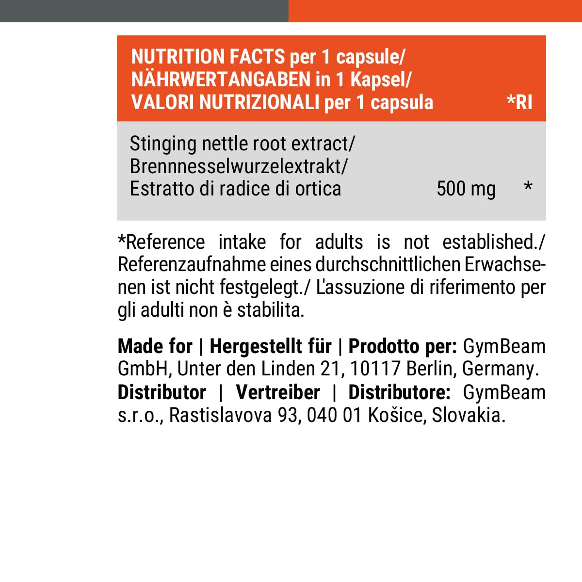 GymBeam Estratto Radice Ortica Capsule 90 pz 500 mg Vegano