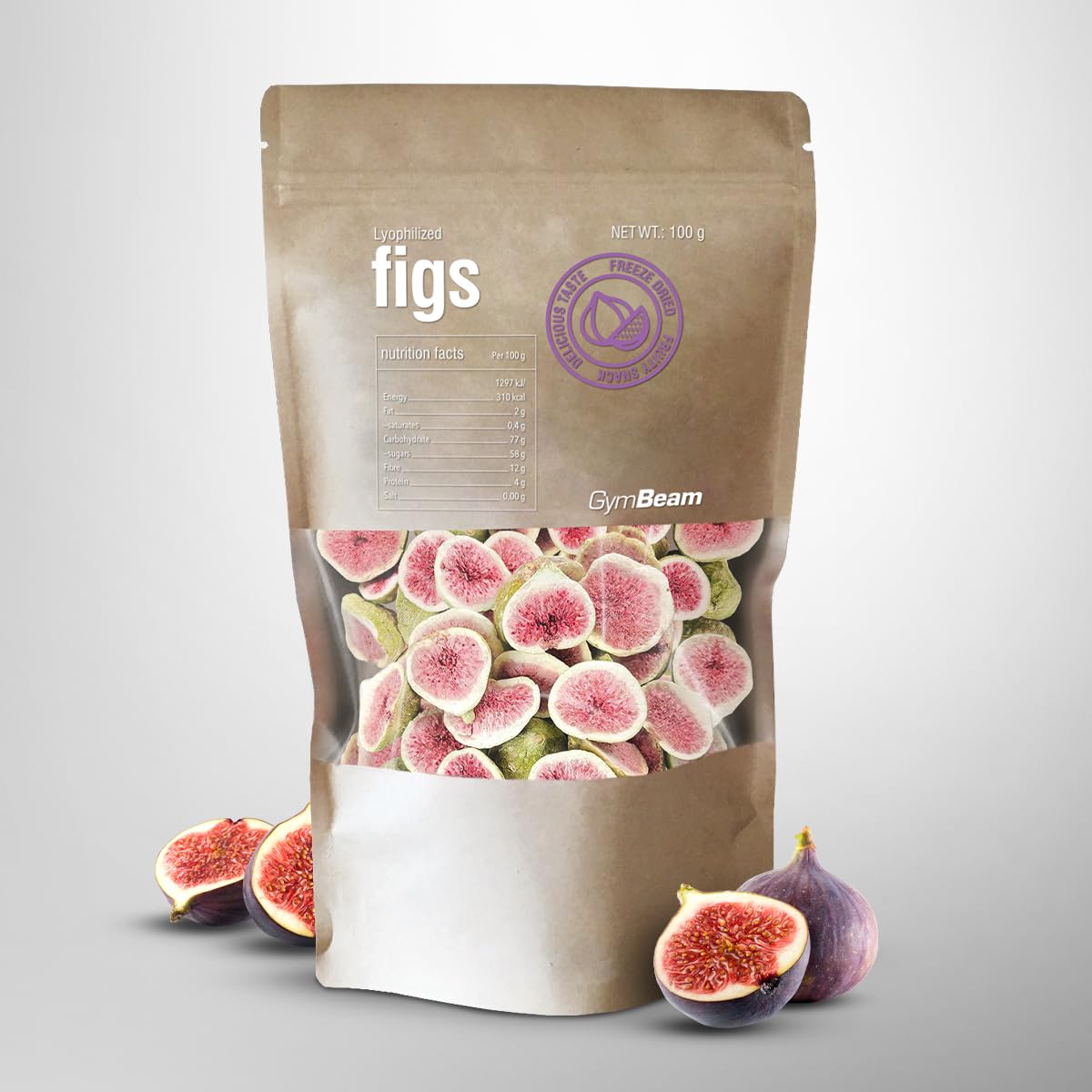 GymBeam Fichi Liofilizzati 100g Frutta Croccante Senza Zuccheri