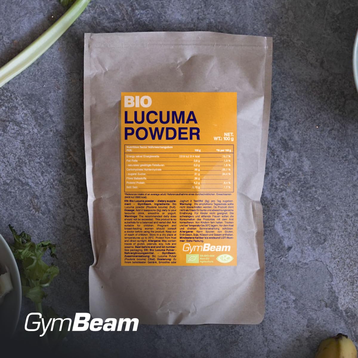 GymBeam Lucuma Bio Polvere 100 g Fibre Vegana