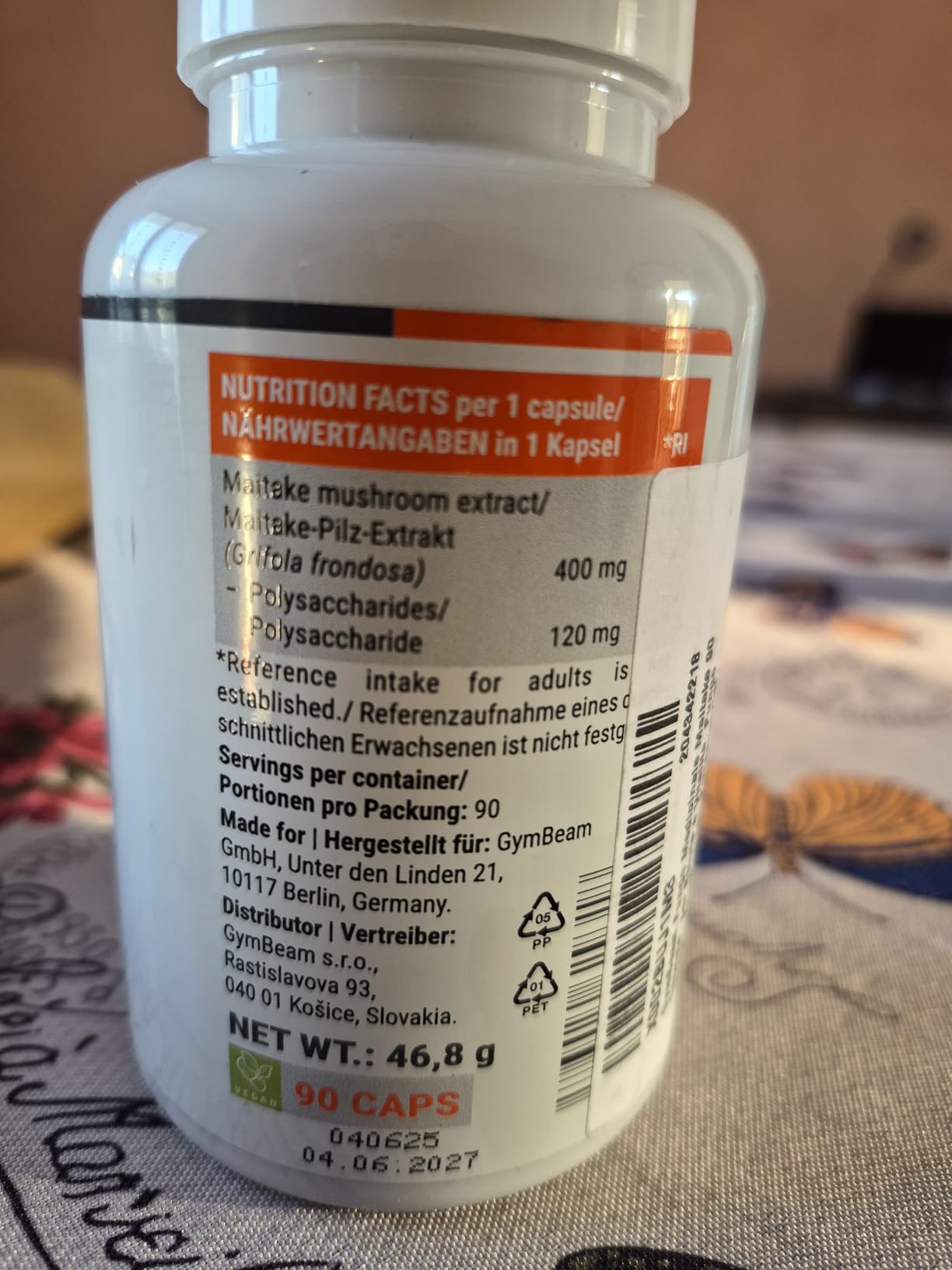 GymBeam Maitake Integratore 90 Capsule Vegano Polisaccaridi