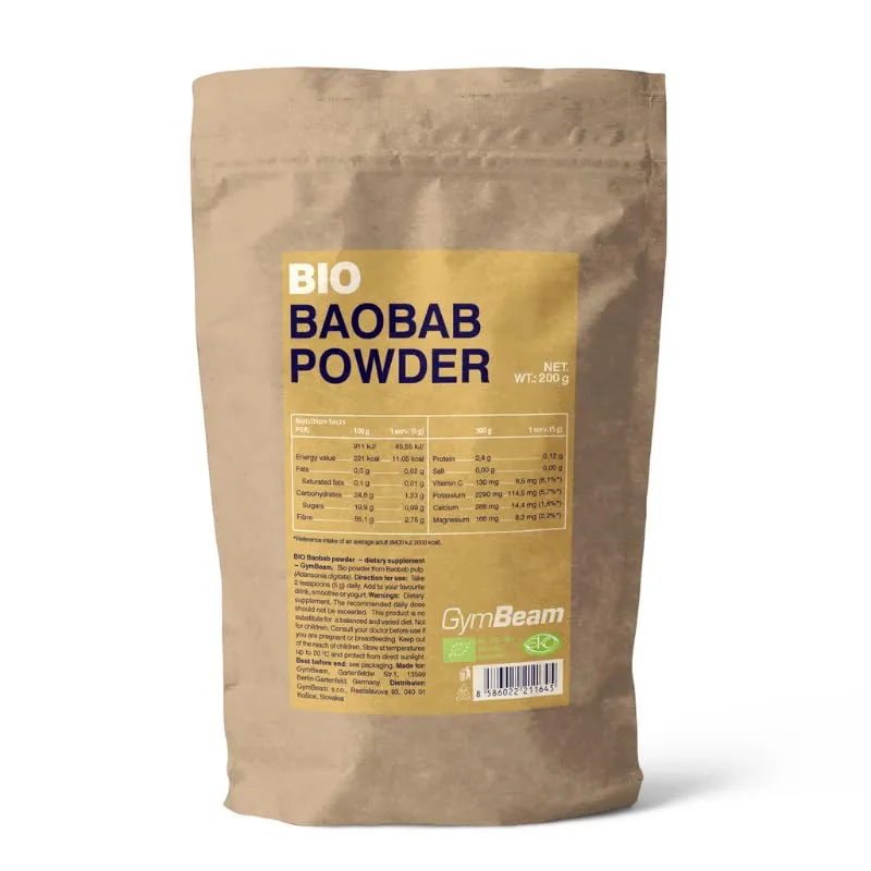 GymBeam Baobab BIO 200 g Polvere Fibre Vegana