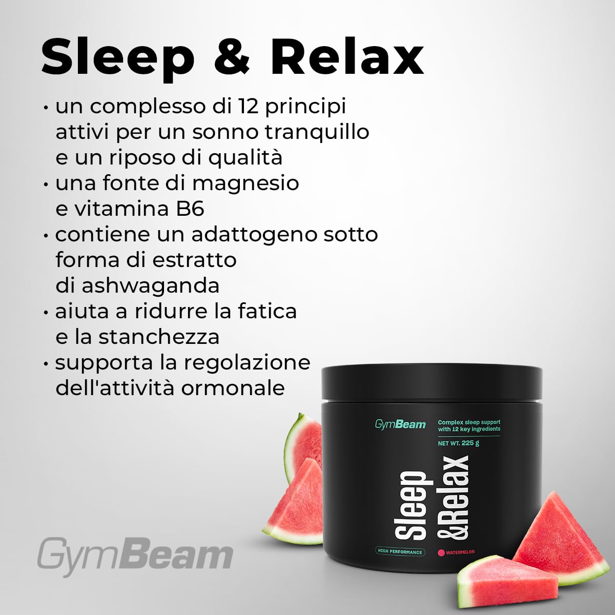 GymBeam Sleep & Relax Integratore Sonno 225 g Gusto Cocomero Magnesio