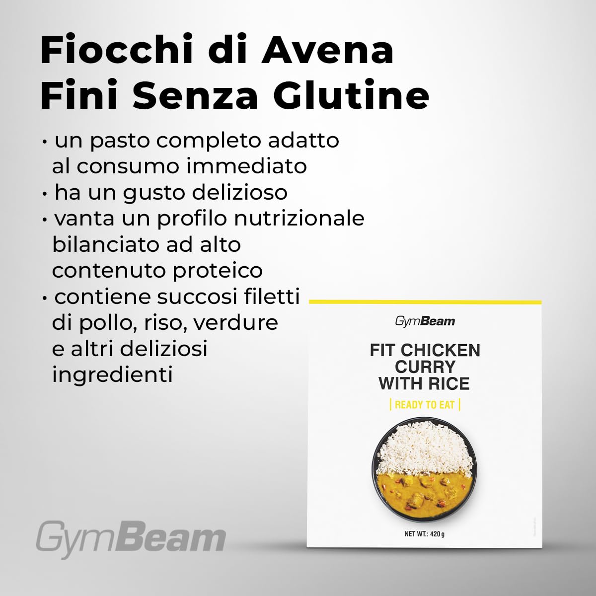 GymBeam Proteine FIT Ready to Eat pasto proteico pollo curry 420 g