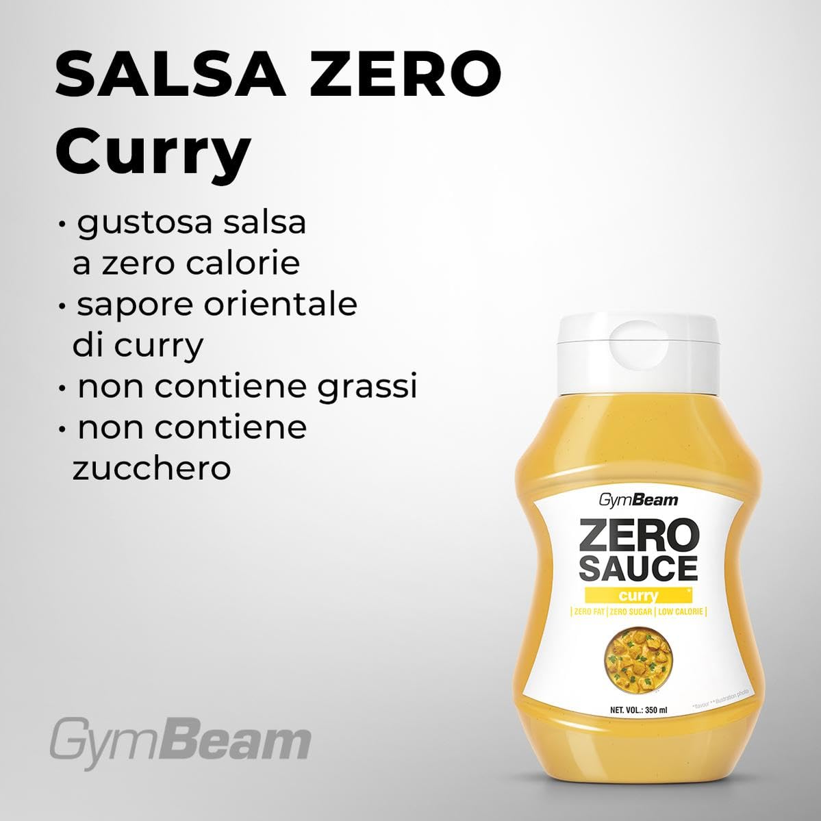 GymBeam Alimentazione Salsa Zero Curry 350 ml senza zuccheri