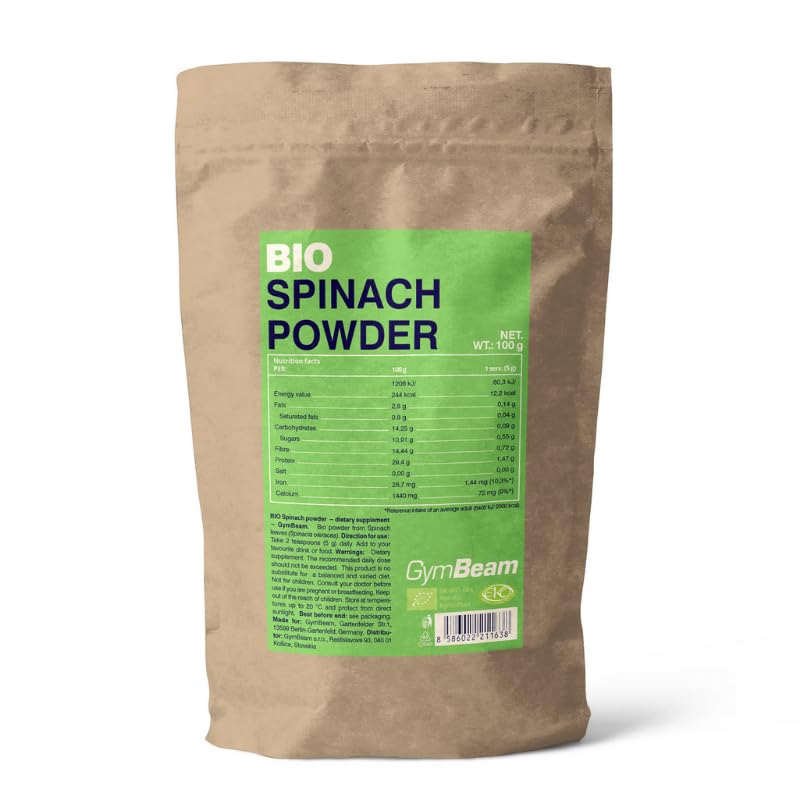 GymBeam Spinaci in Polvere BIO 100g Proteine Fibre e Ferro