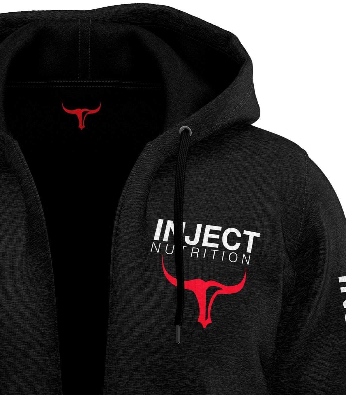 INJECT NUTRITION Felpe ZIP Felpa Cappuccio Zip Felpata Nera