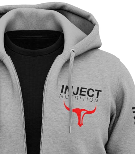 Inject Nutrition Felpe ZIP Felpa con Zip Grigio Melange Cappuccio