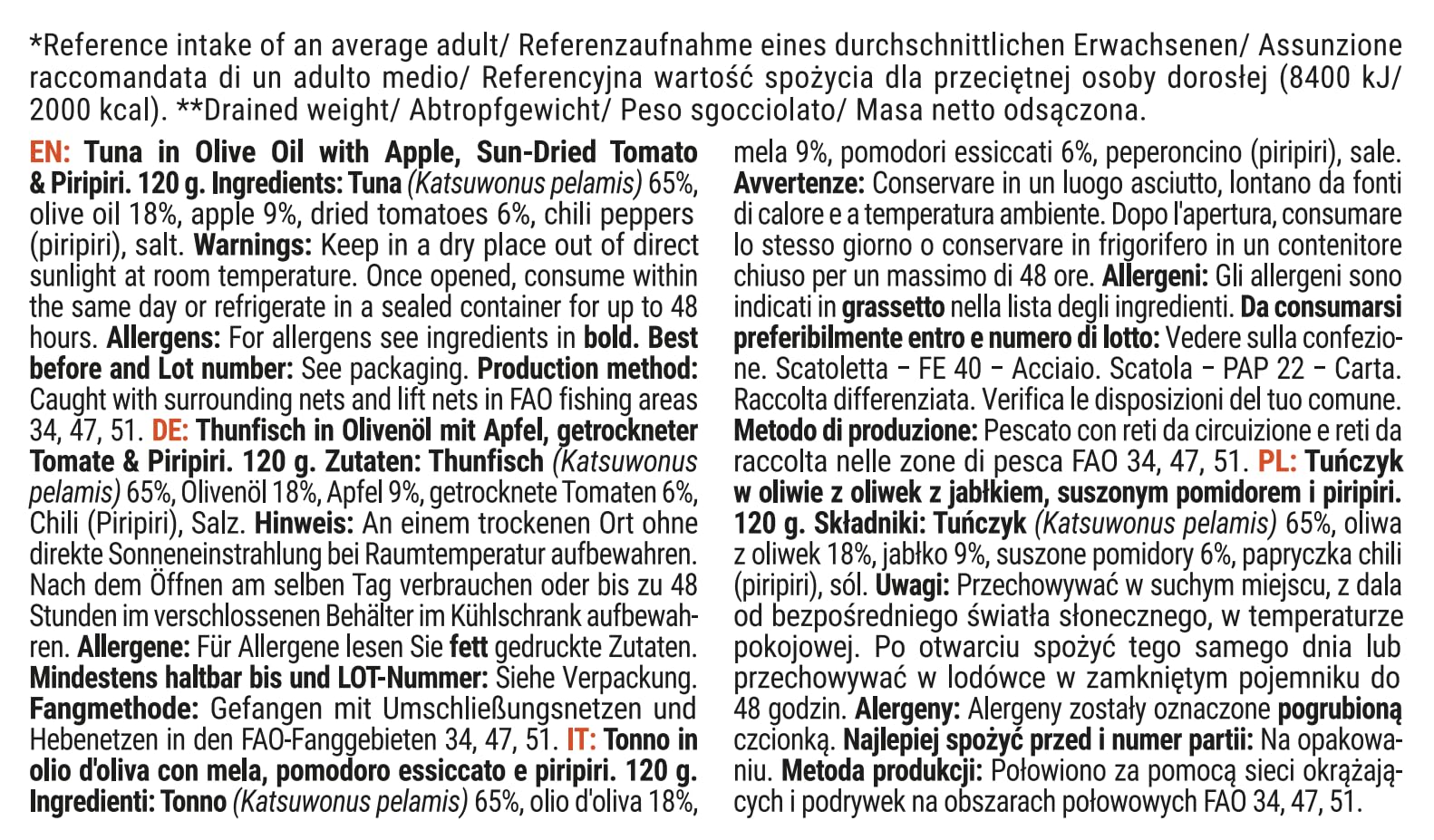 GymBeam Tonno Olio Oliva Mele 120 g Proteico