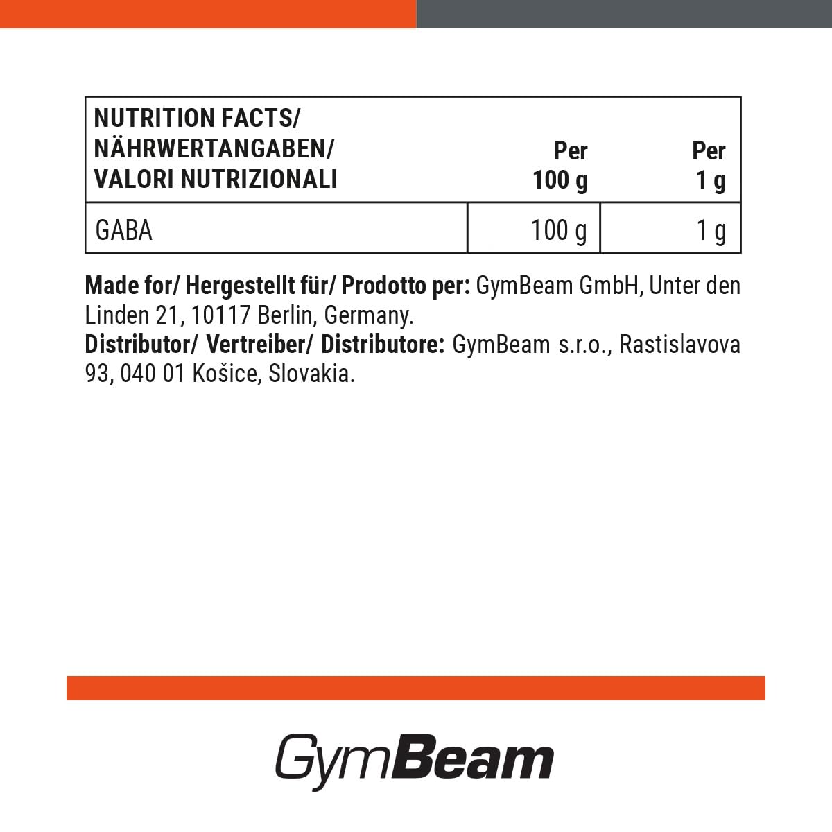 GymBeam GABA Polvere Solubile Rilassamento e Sonno Uso Giornaliero