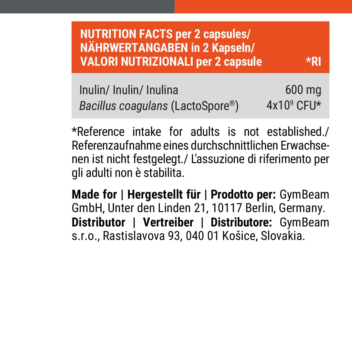 GymBeam Probiotici Lactospore 90 cps 4 Miliardi CFU