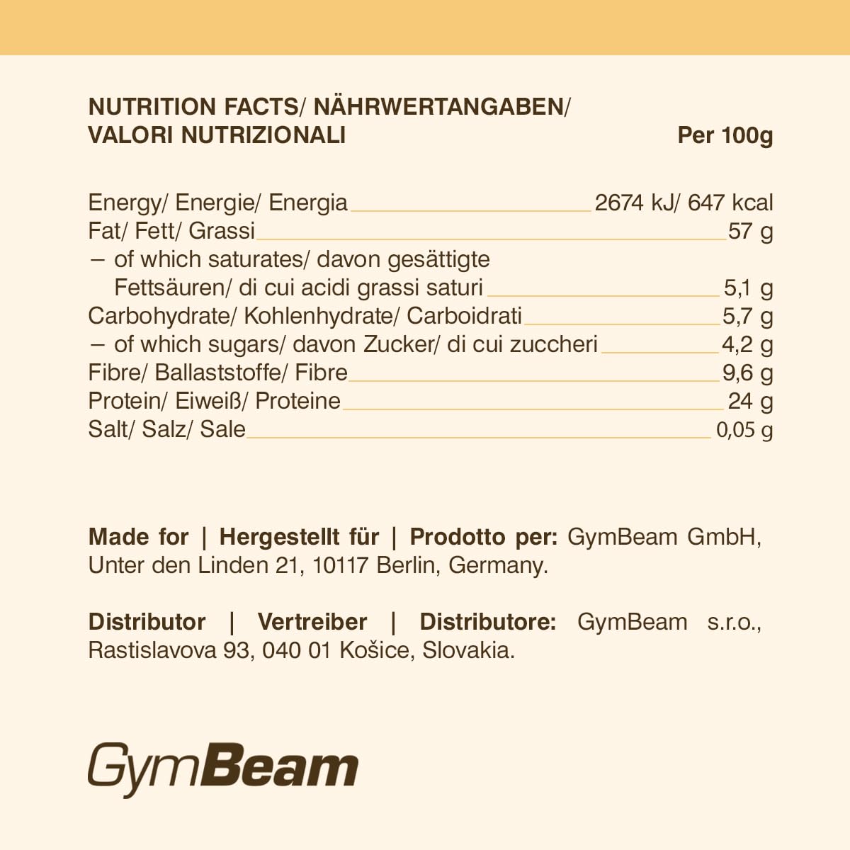GymBeam Burro di Mandorle crema spalmabile 340 g 100% mandorle