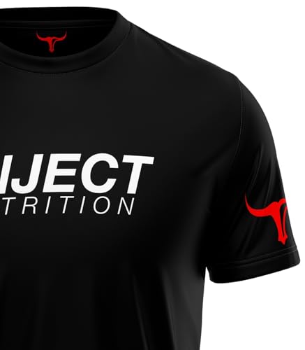 Inject Nutrition T-Shirt maglietta 100% cotone nero dettagli verde 155 g/m²