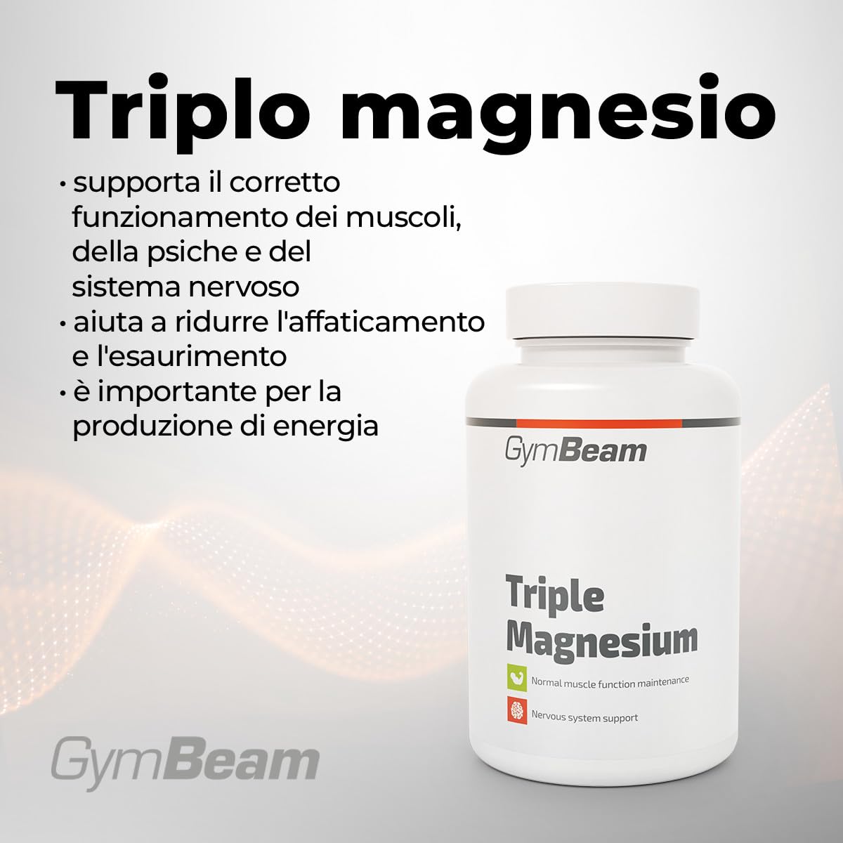 GymBeam Minerali magnesio 90 capsule 375 mg triplo