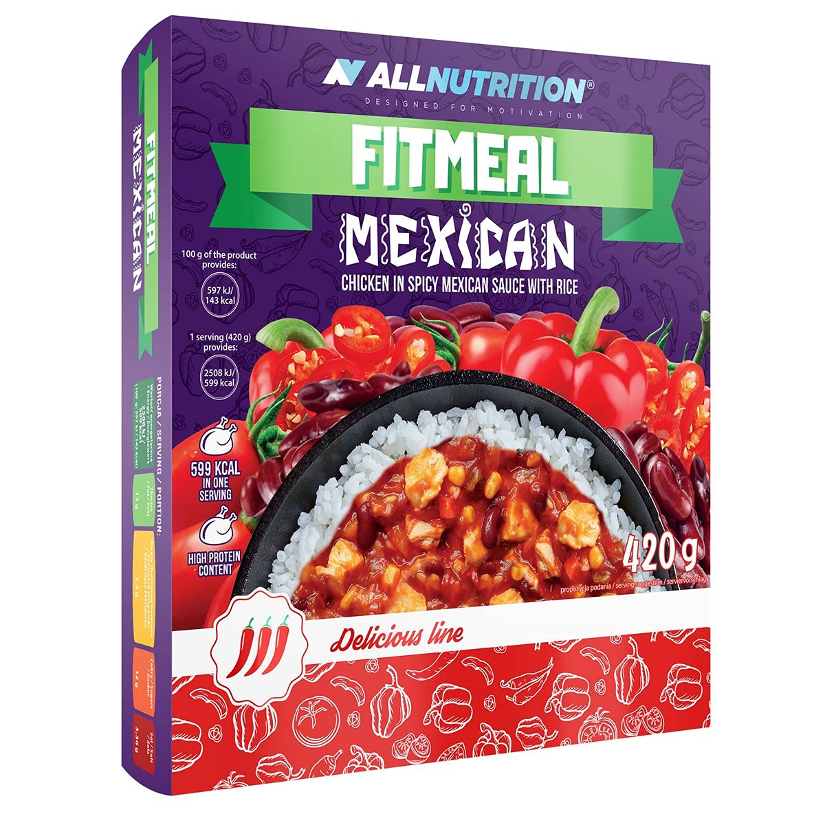 AllNutrition Fitmeal Pollo Riso Pasto Pronto Messicano 420g