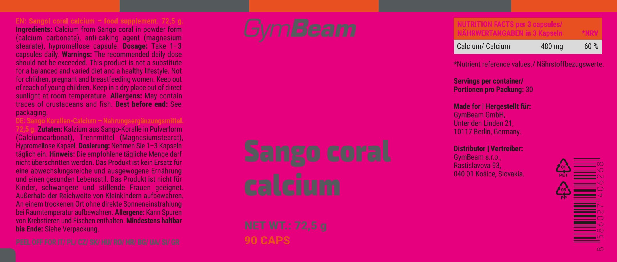 GymBeam Calcio Corallino Sango integratore 90 capsule ossa muscoli