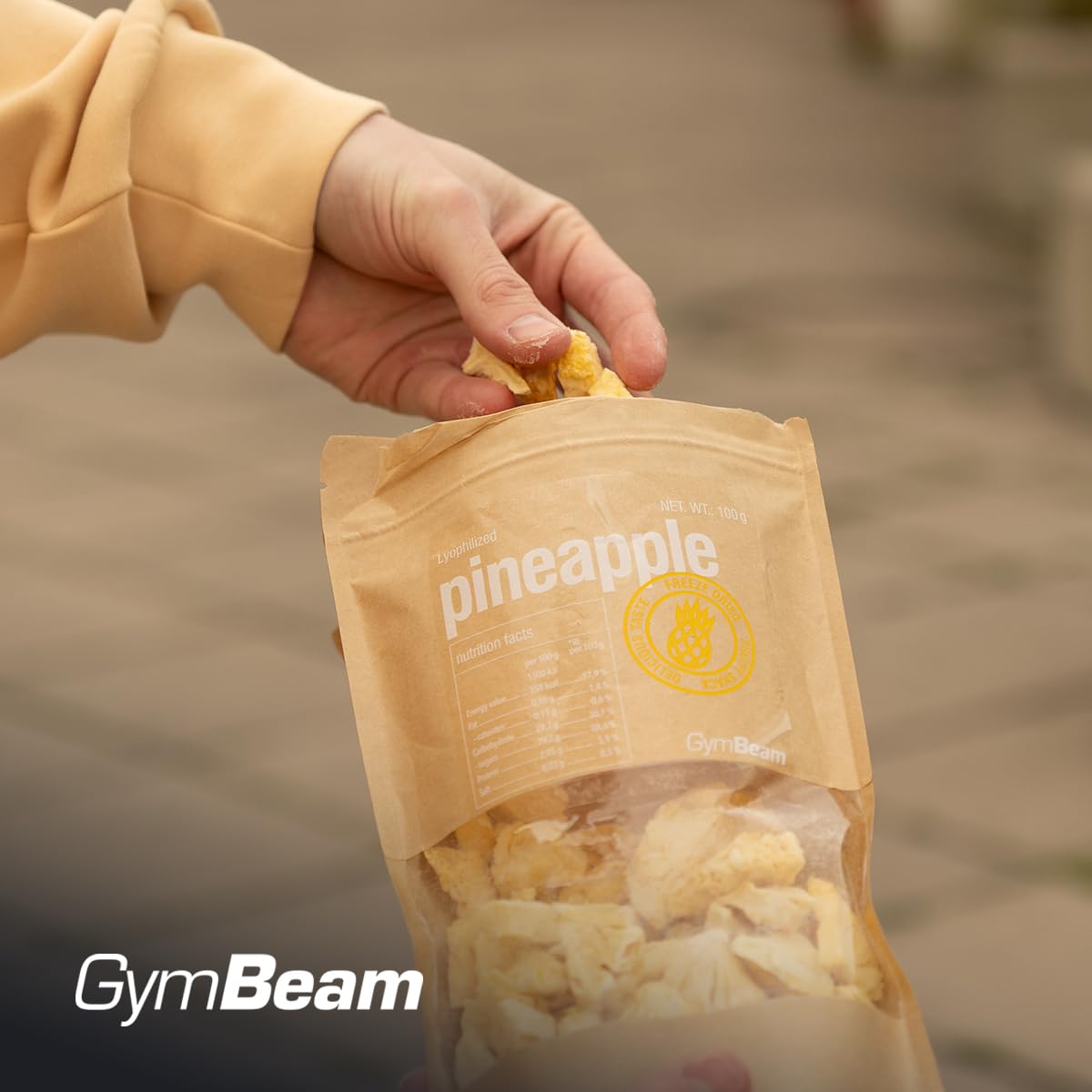 GymBeam Ananas Liofilizzato 100g Snack Senza Zuccheri