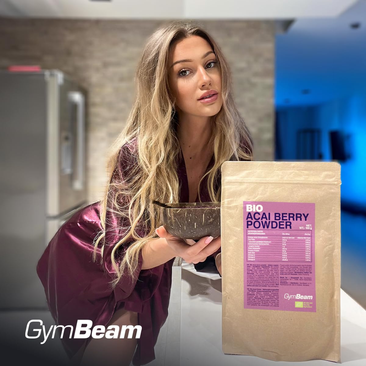 GymBeam Acai BIO Polvere Superfood 100 g Omega Fibre Vegana
