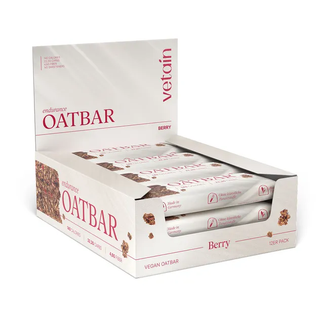 Vetain Oatbar Berry barretta avena vegana 12 pezzi frutti rossi