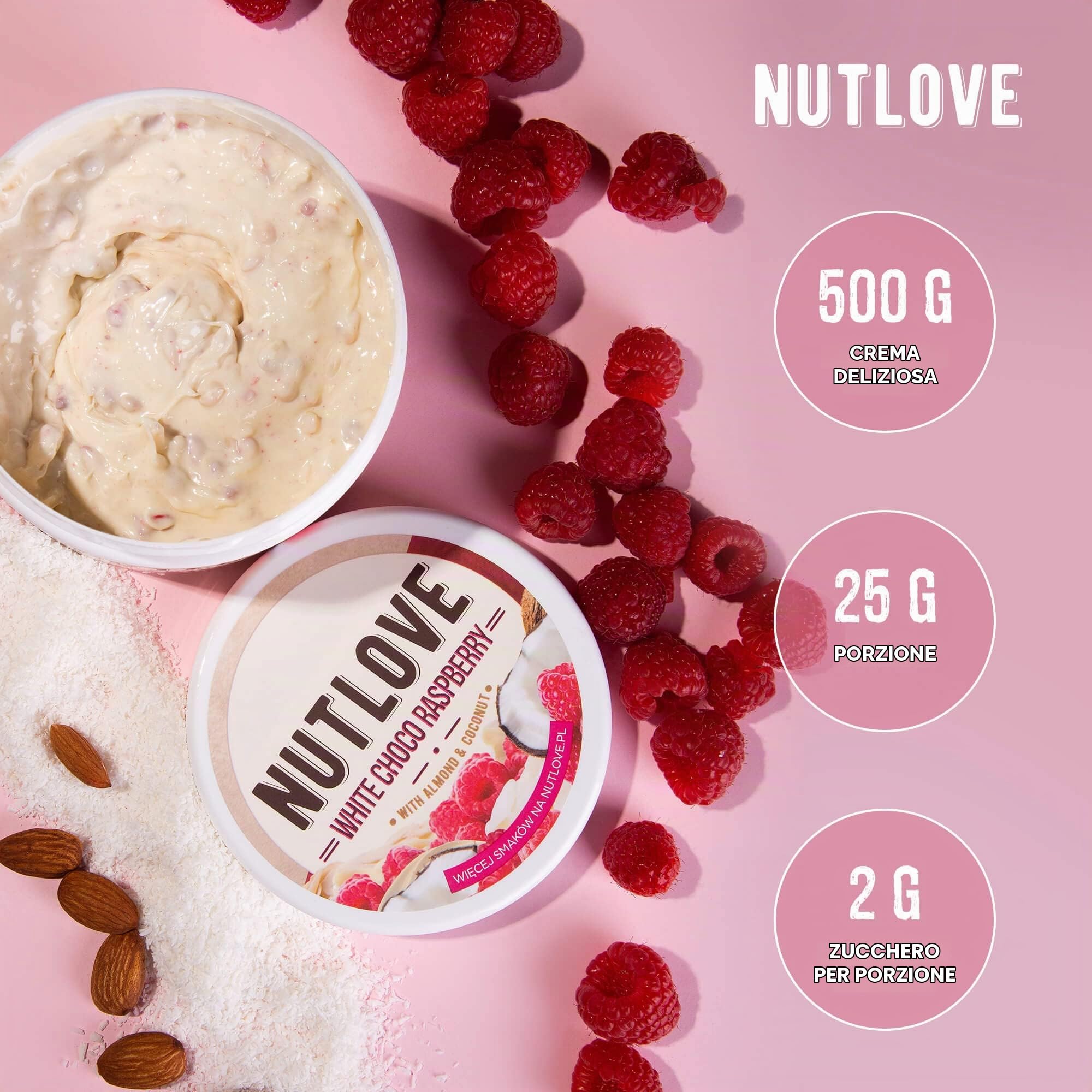 AllNutrition Nutlove White Choco Raspberry crema 500g light
