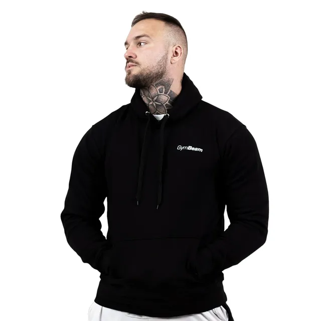 GymBeam Athlete Felpa Uomo cappuccio cotone nera