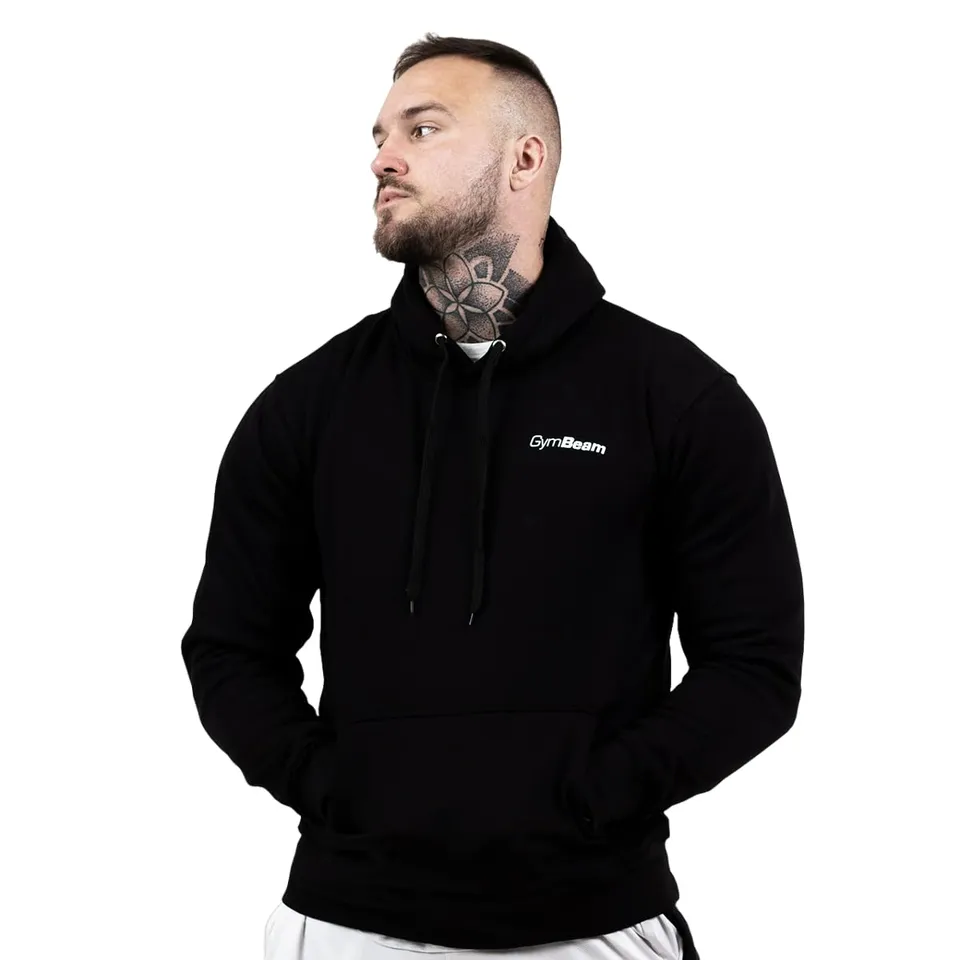 GymBeam Athlete Felpa Uomo cappuccio cotone nera