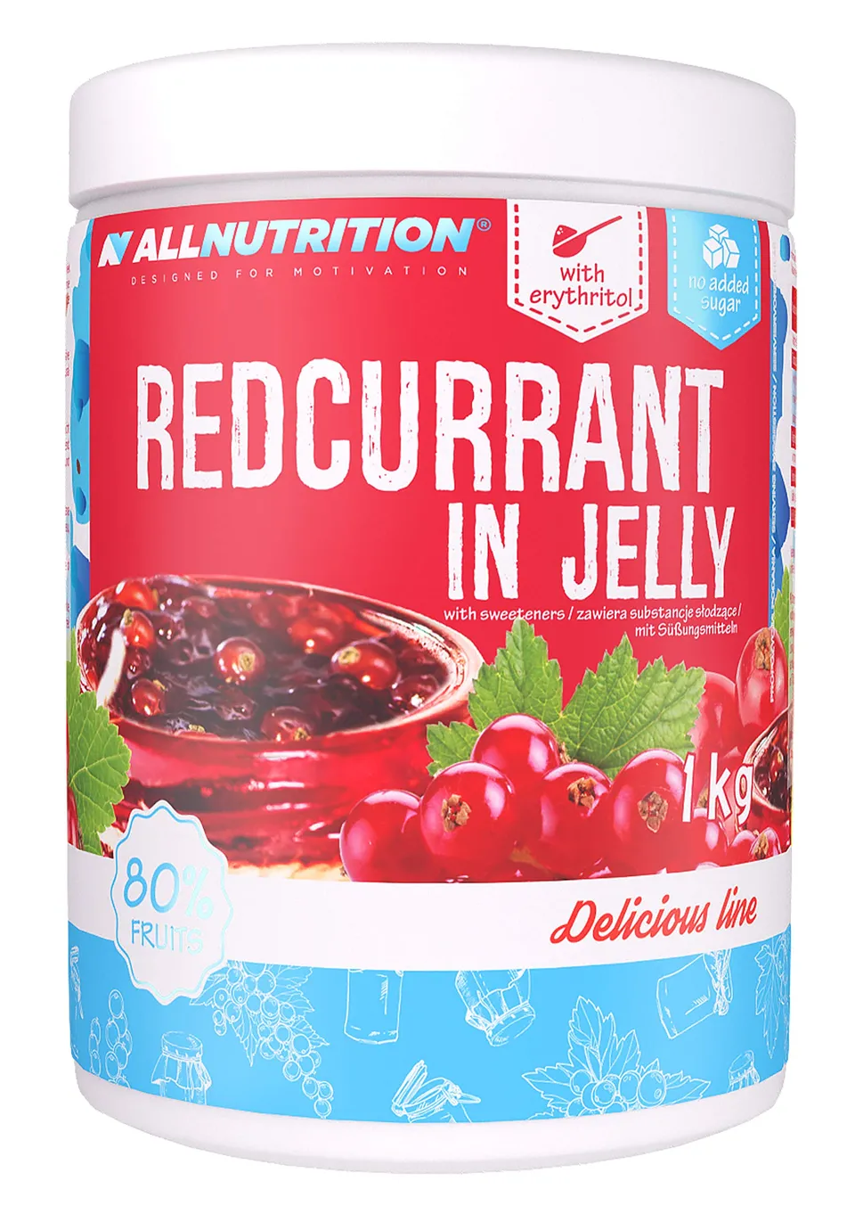 AllNutrition Frulove Ribes Rosso in Jelly Marmellata 1000g Senza Zucchero