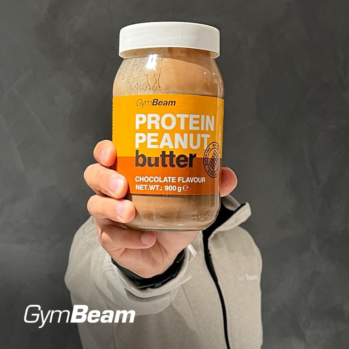 GymBeam Burro Arachidi Proteico cioccolato 900 g senza zuccheri