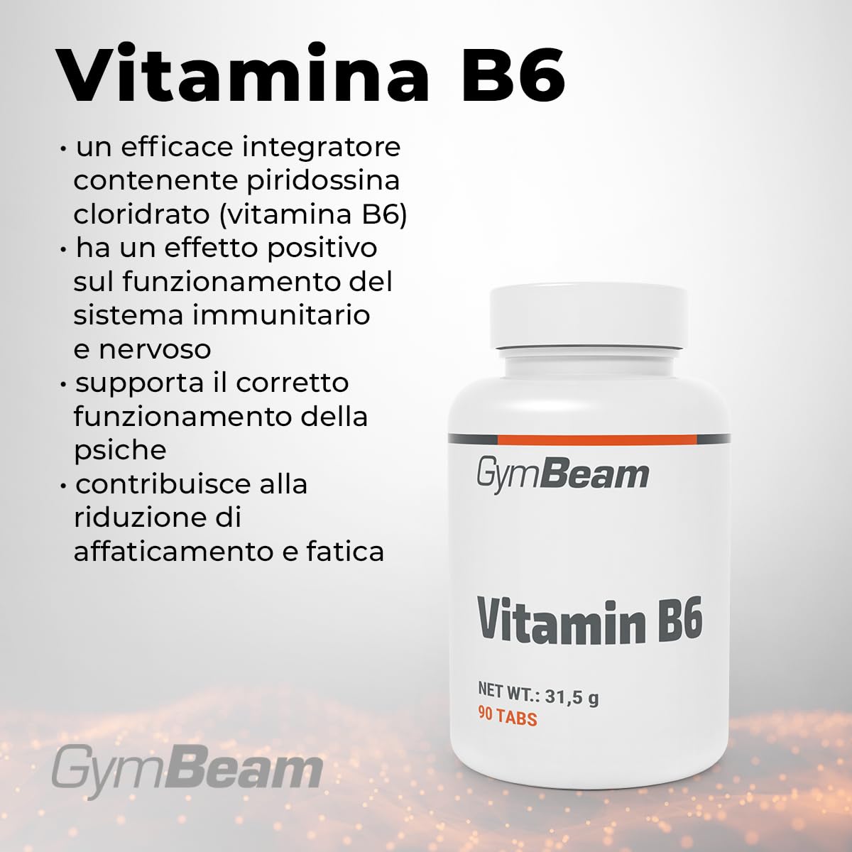 GymBeam Vitamina B6 90 Compresse Integratore Piridossina Fatica