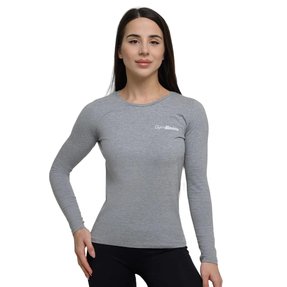GymBeam T-Shirt Maniche Lunghe Donna L Grey 100% Cotone