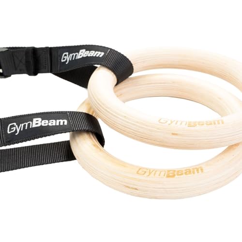 GymBeam Anelli Ginnastica Legno 24cm Cinghie Corpo Libero 200kg