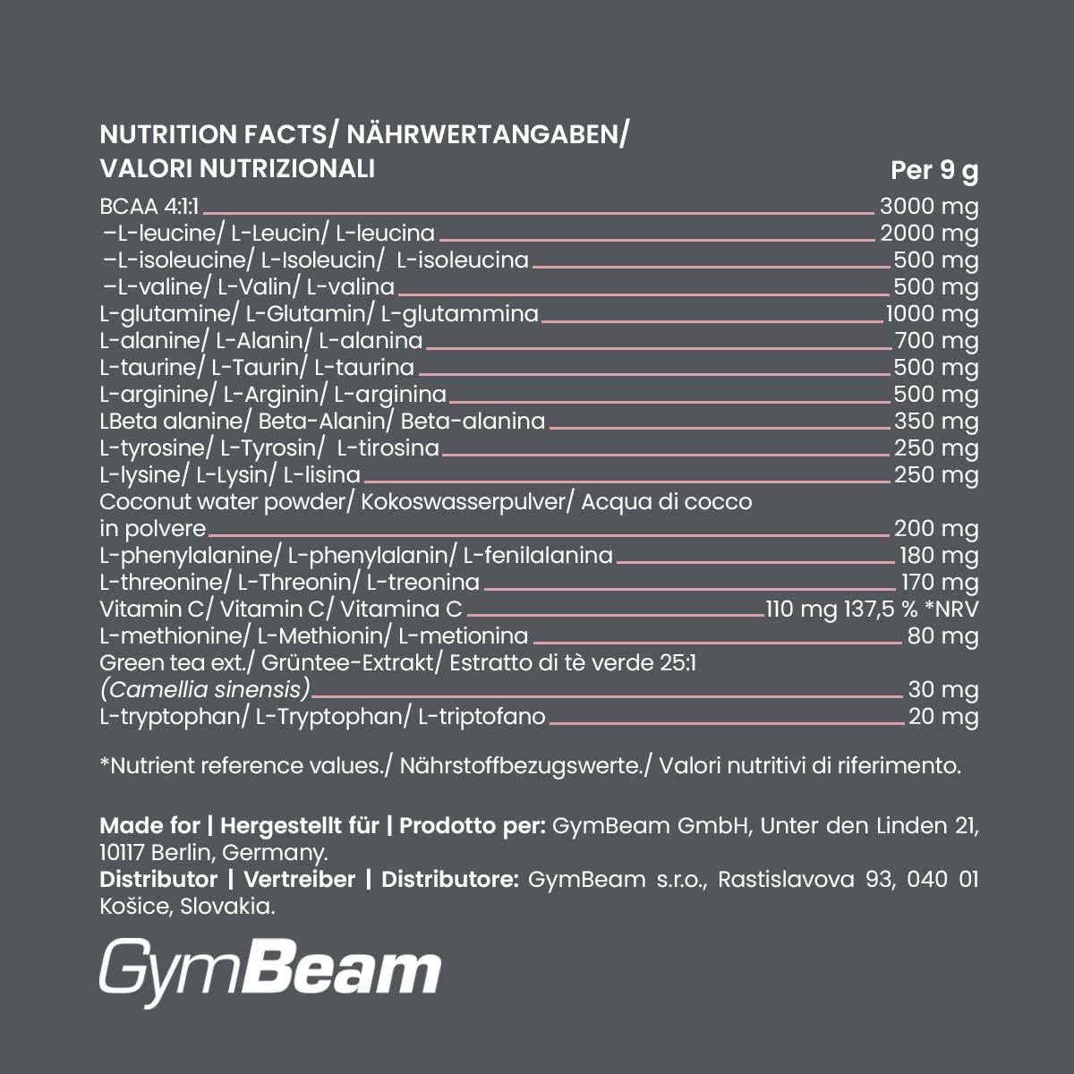 GymBeam Amino Beast aminoacidi mela verde 270 g BCAA