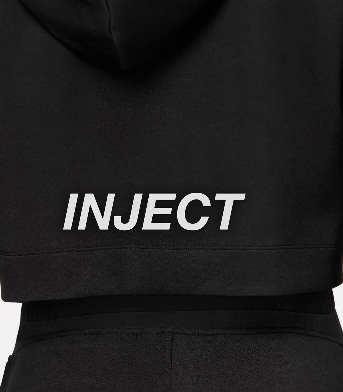 Inject Nutrition Felpe Donna Crop Oversize Felpa Nera Logo Rosa