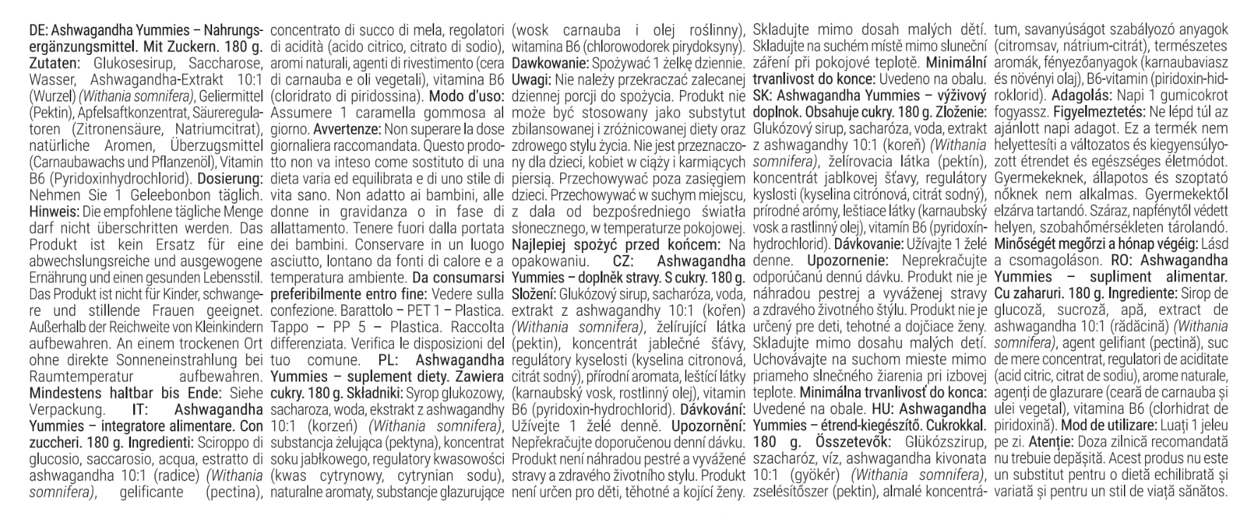 GymBeam Ashwagandha Yummies Caramelle Gommose Frutti di Bosco 60 Pezzi