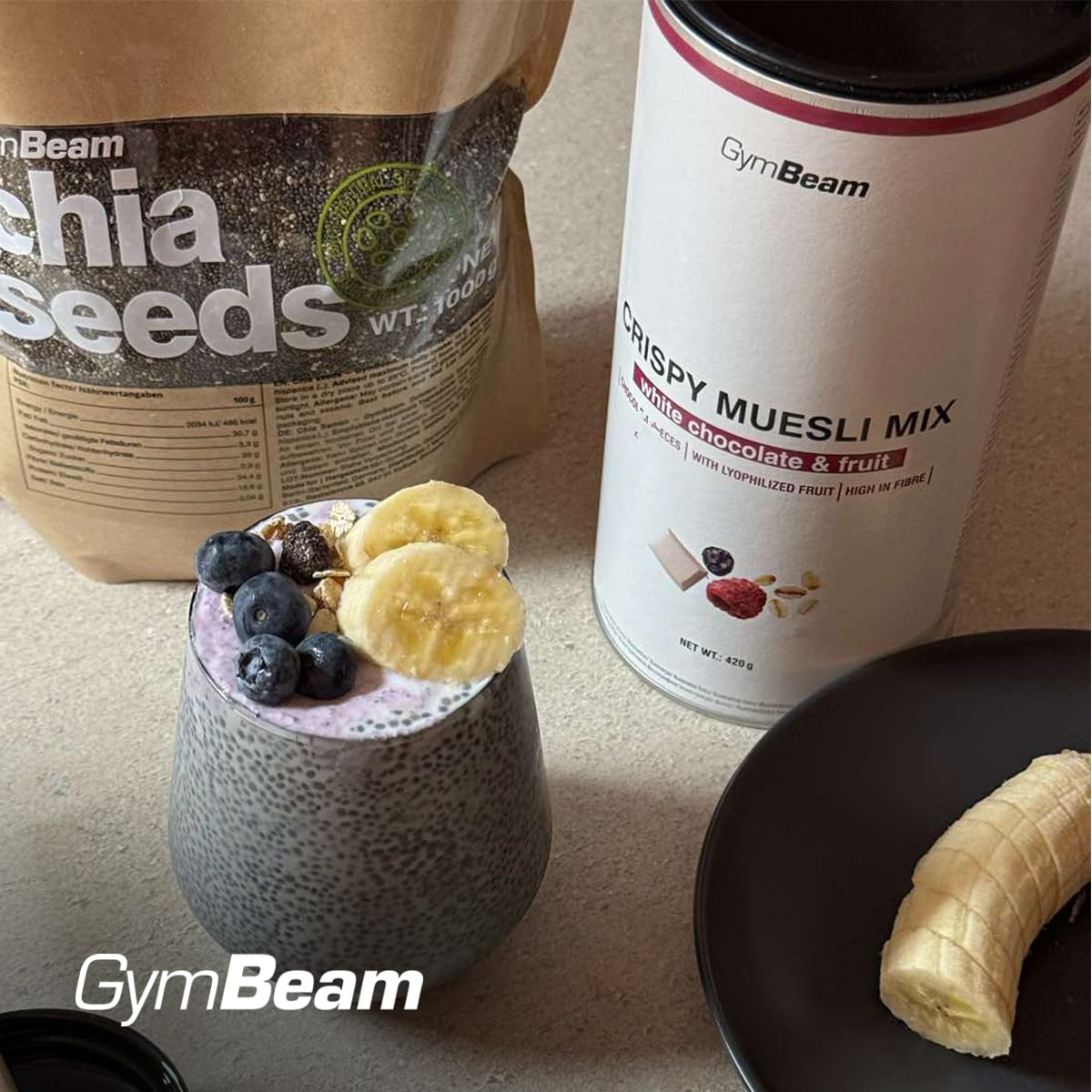 GymBeam Crispy Muesli Mix Cioccolato Bianco Frutta 420g