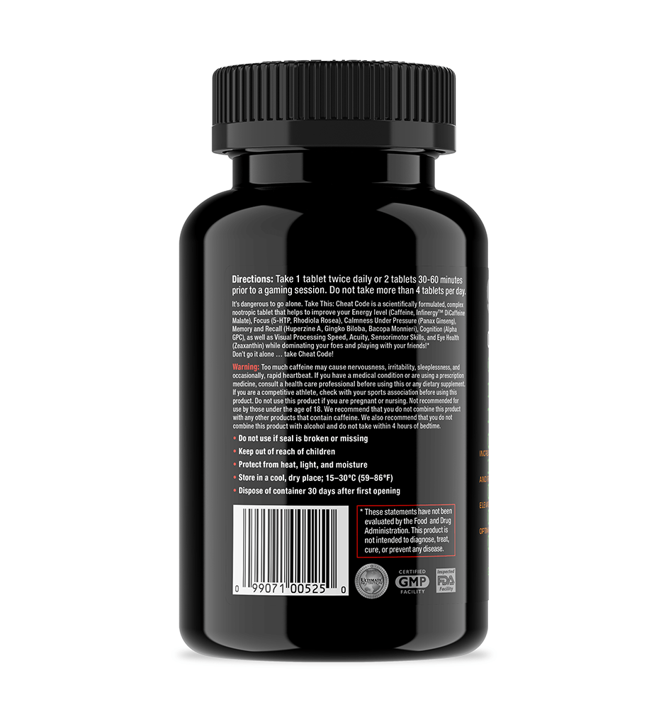Ultimate Nutrition Cheat Code Nootropic Compresse Gamer Focus