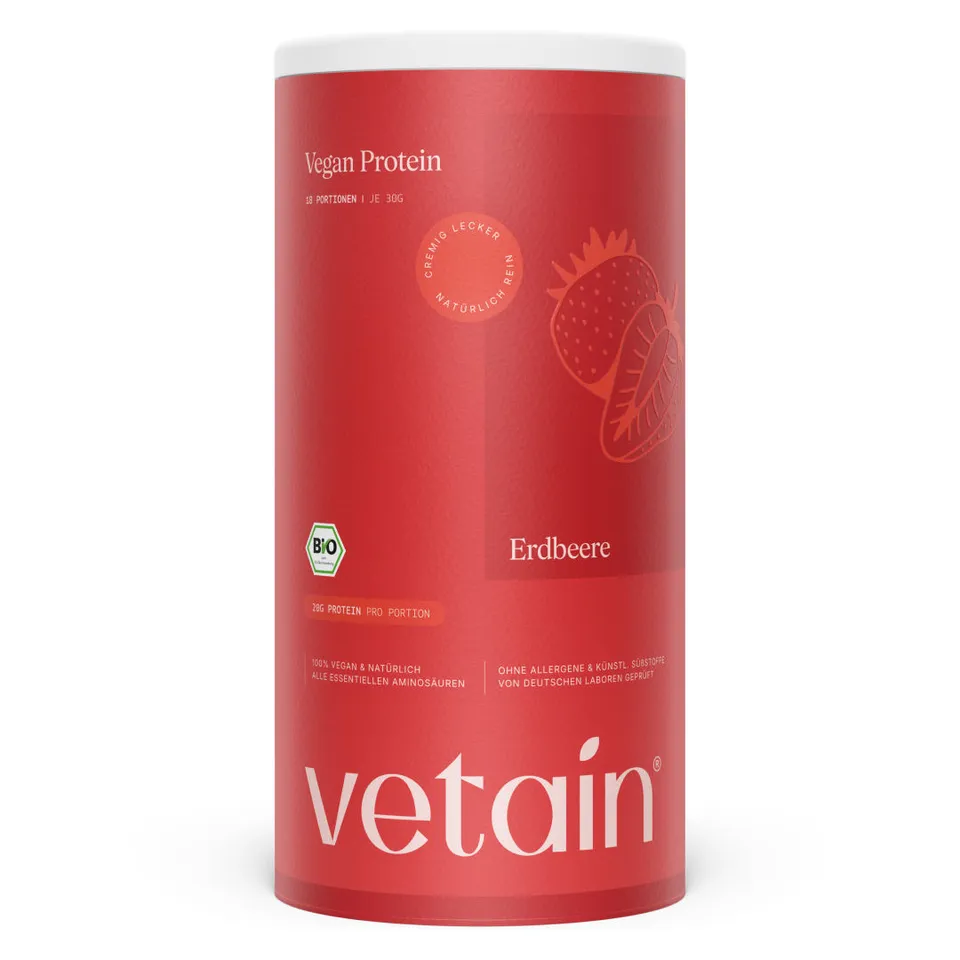 Vetain Protein Fragola Vegane Bio 540 g Proteine in Polvere