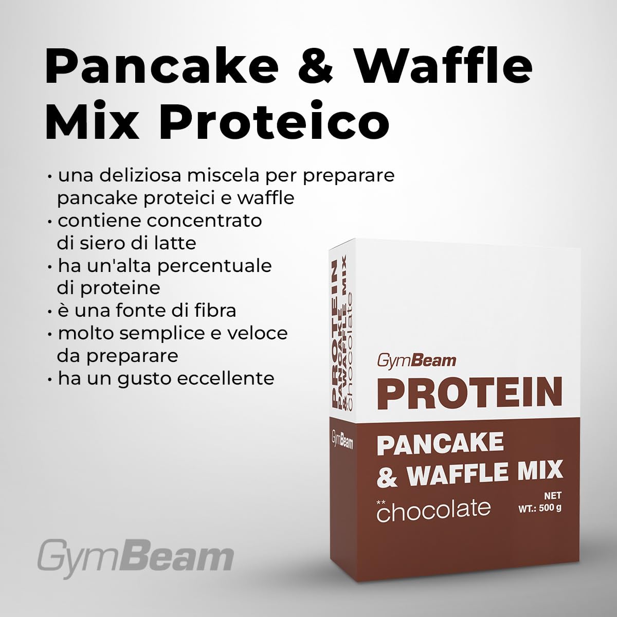 GymBeam Pancake Mix Proteico Cioccolato 500g