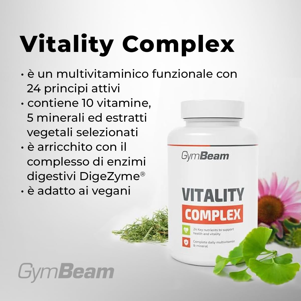 GymBeam Vitamine Vitality Complex 60 Tab Multivitaminico 24 Attivi